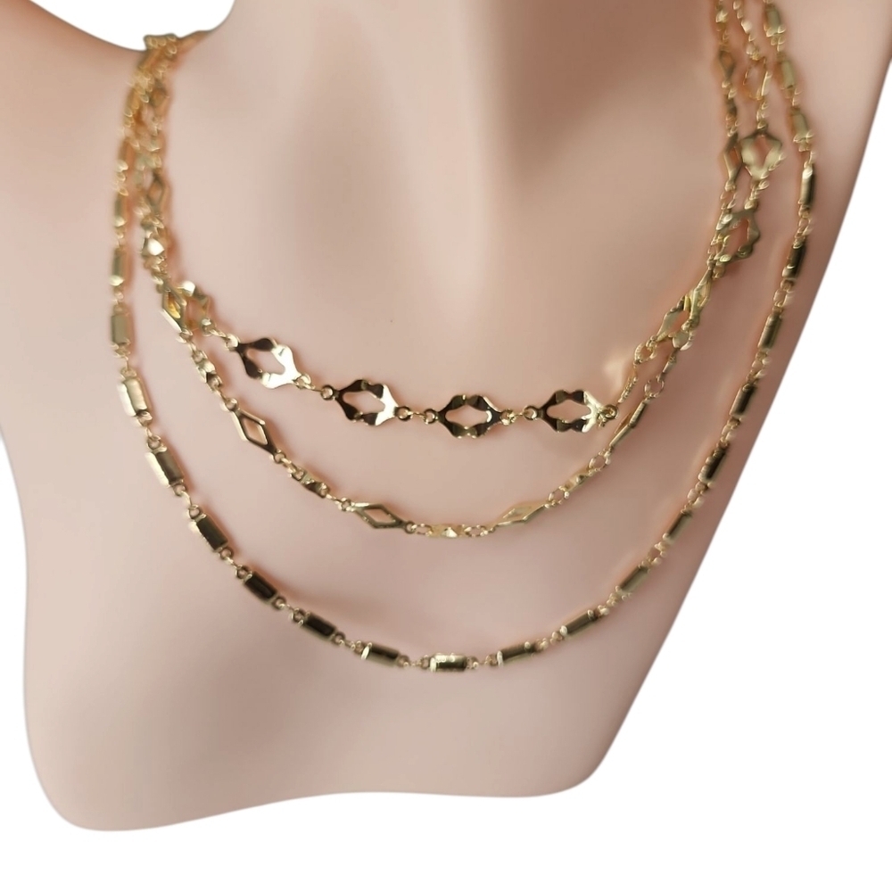 Set Of 3 Gold Stacking Necklaces 16 In.